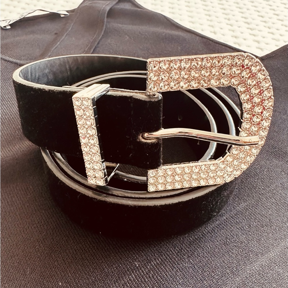 ZARA - Velvet belt - black - 85